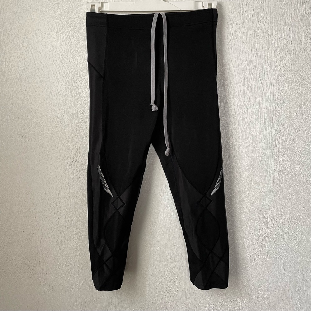 CW-X Womens Black Athletic Joint support Compression thigh capri Leggings Sz S